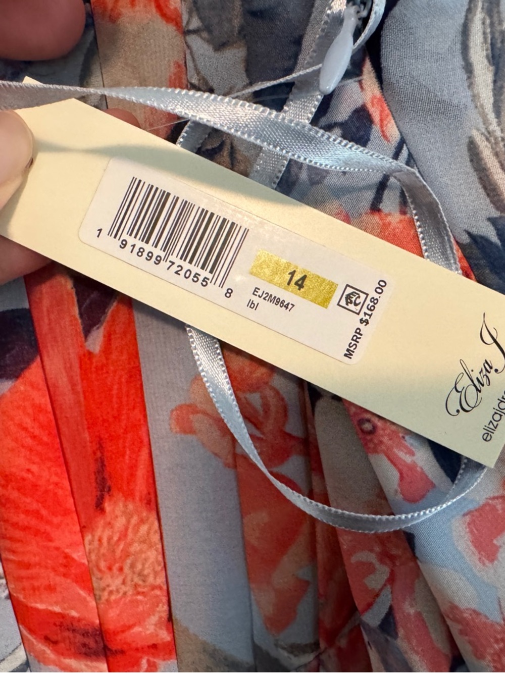Eliza J Size 14 Floral Halter Maxi Dress in Coral, Light Blue & Navy - Picture 8 of 9